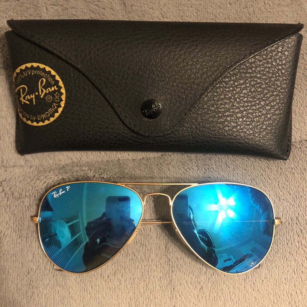 Polarized Blue Reflective Ray Ban Aviators